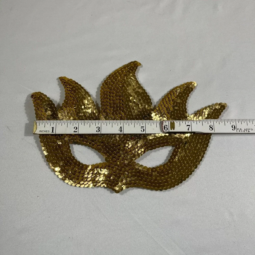 Gold Sequin Masquerade Mask Flame Sunburst Costume Eye Mask Mardi Gras Festive